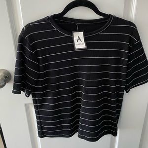 Black t-shirt with white thin stripes (never used)